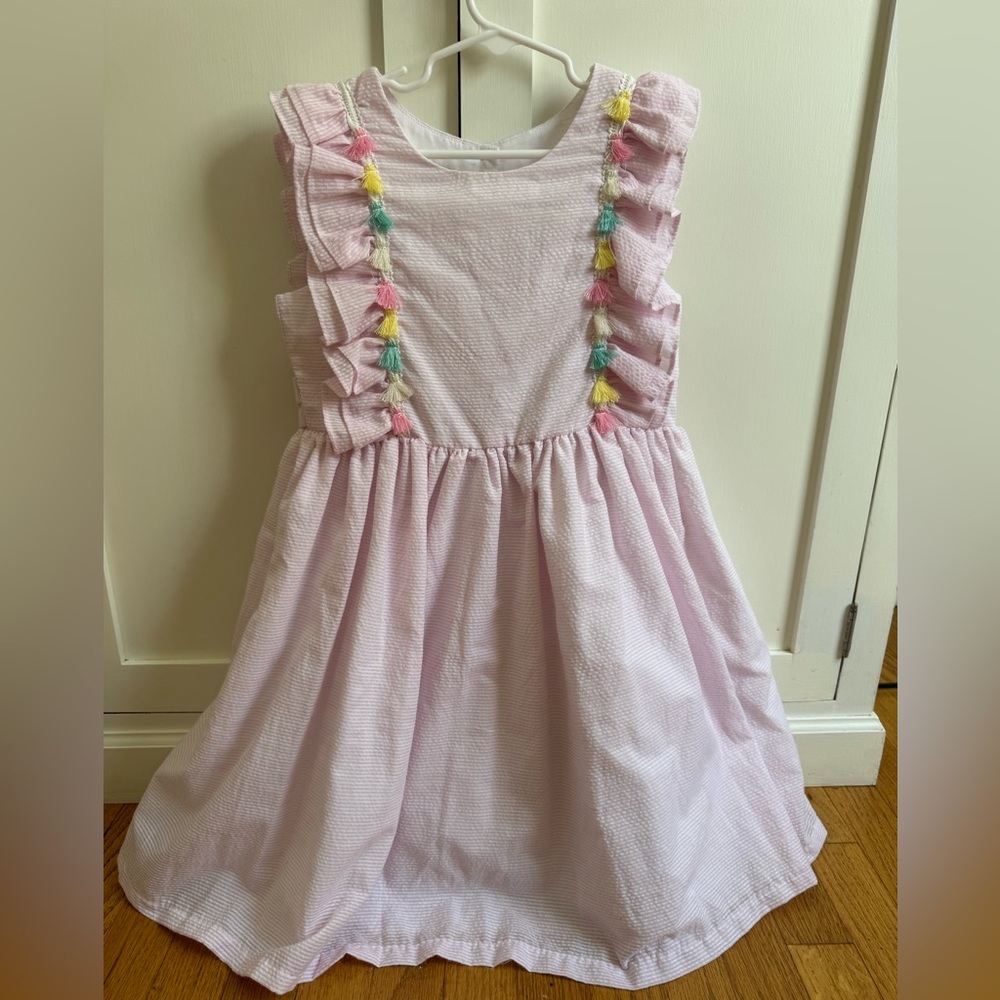 Pippa & Julie Seersucker Dress with Tassels